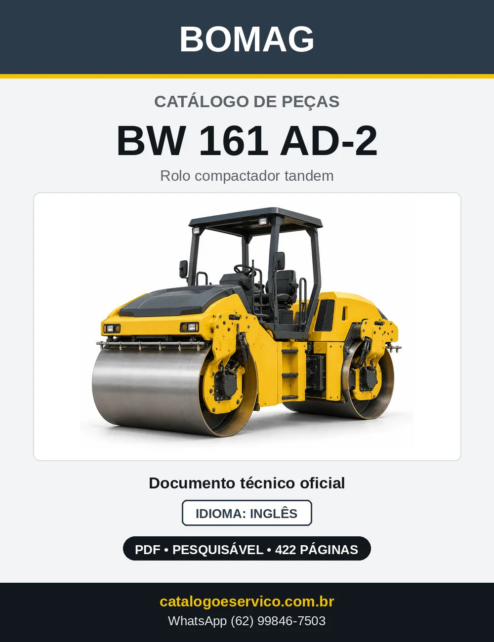 Capa do Catálogo de Peças Bomag BW 161 AD-2 em PDF