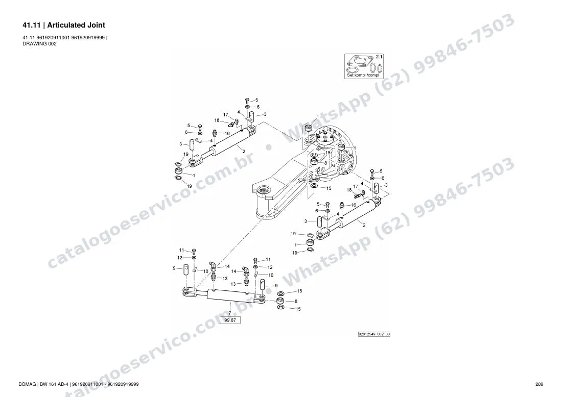 Catálogo de peças Bomag BW 161 AD-4: vista explodida do conjunto 41.11 Articulated Joint