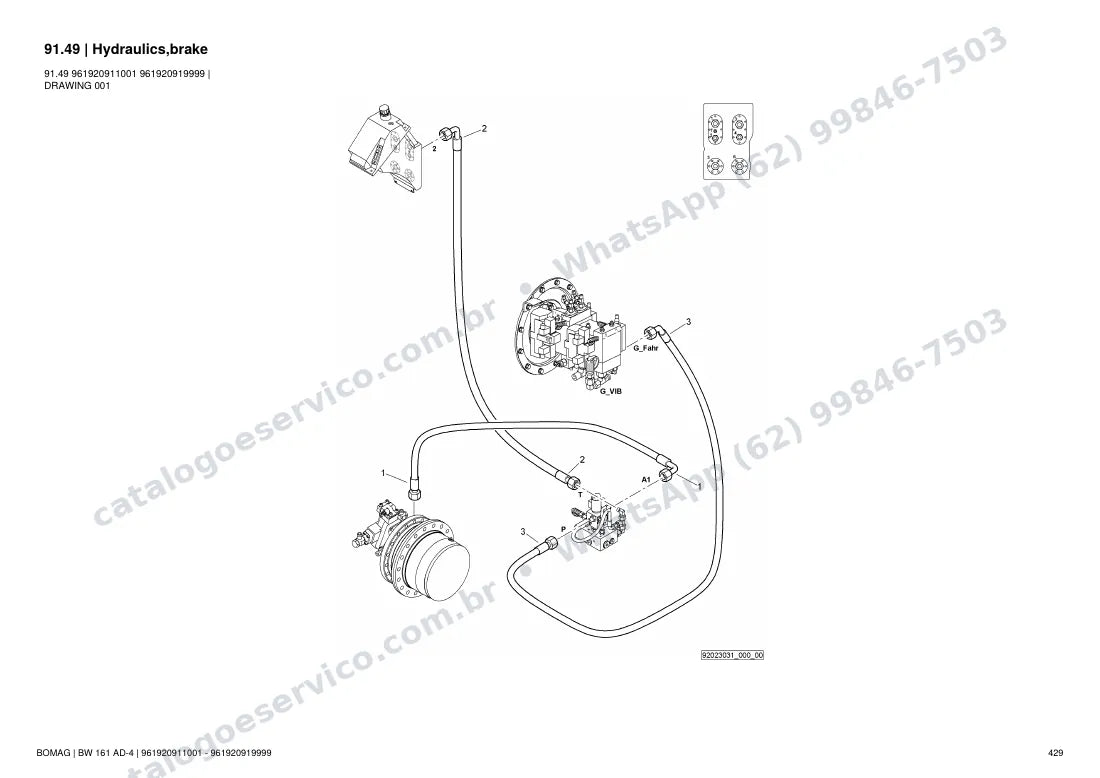 Catálogo de peças Bomag BW 161 AD-4: vista explodida do conjunto 91.49 Hydraulics,brake