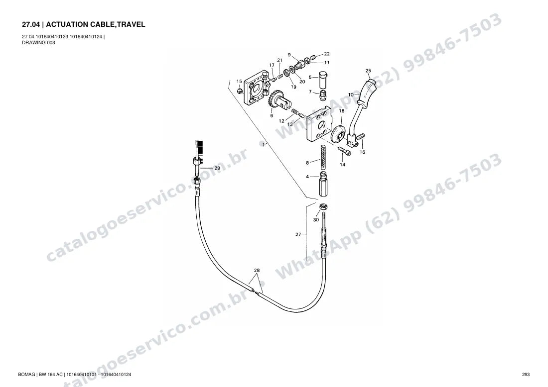 Catálogo de peças Bomag BW 164 AC: vista explodida do conjunto 27.04 ACTUATION CABLE,TRAVEL