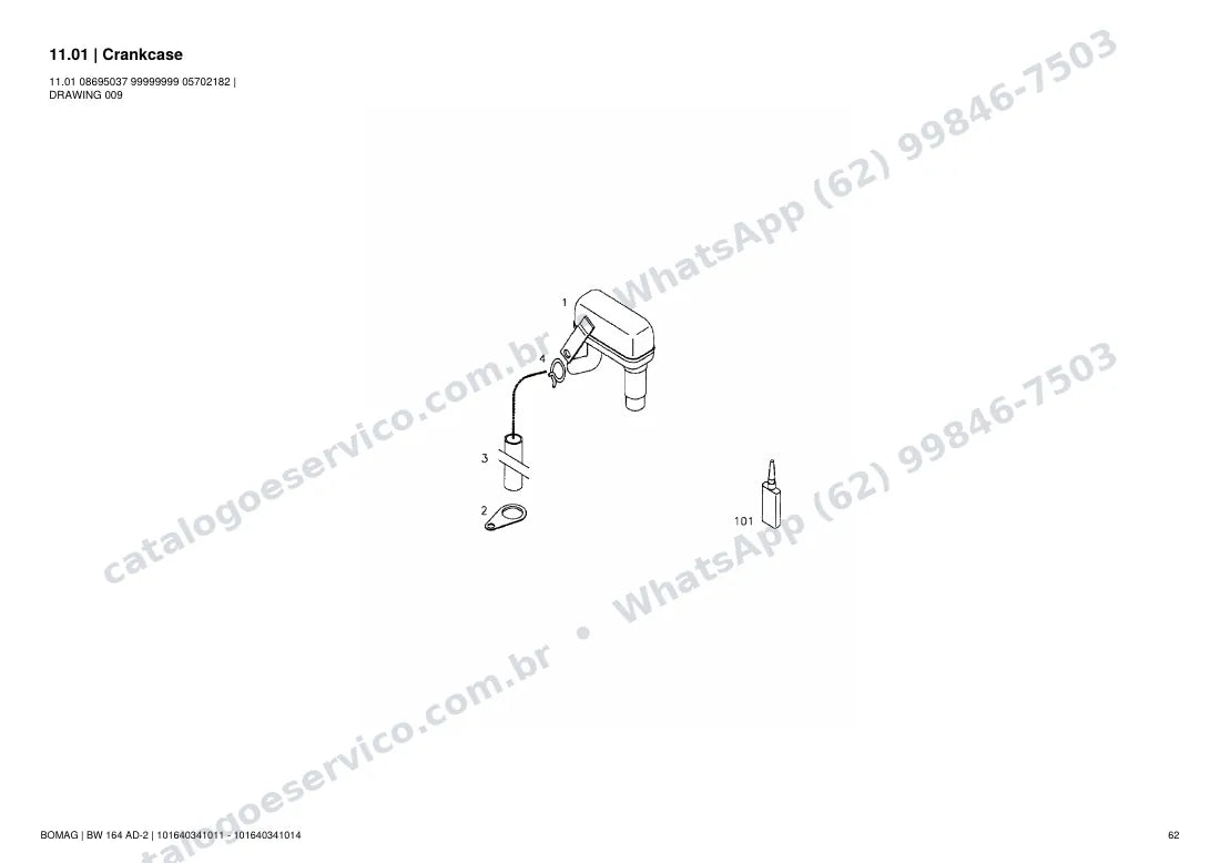 Catálogo de peças Bomag BW 164 AD-2: vista explodida do conjunto 11.01 Crankcase