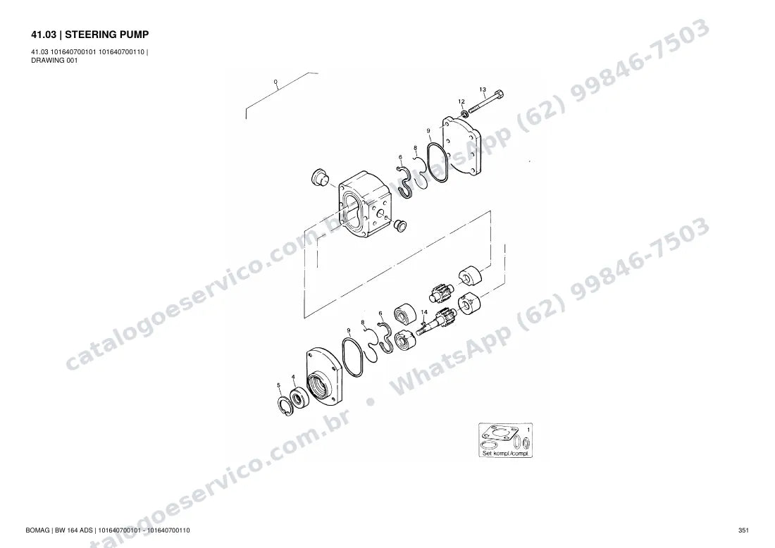 Catálogo de peças Bomag BW 164 ADS: vista explodida do conjunto 41.03 STEERING PUMP