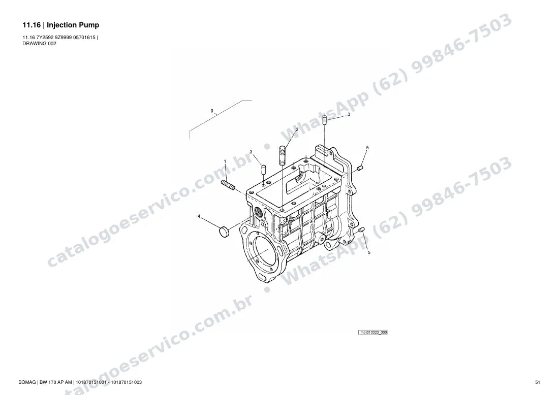 Catálogo de peças Bomag BW 170 AP AM: vista explodida do conjunto 11.16 Injection Pump