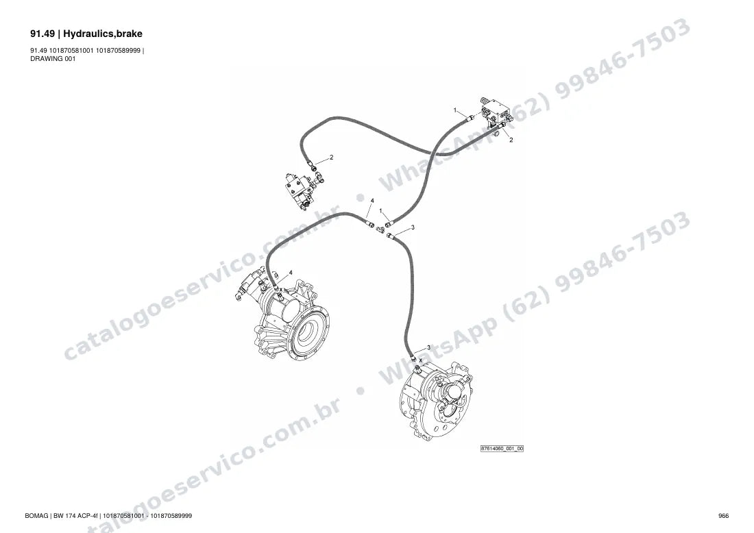 Catálogo de peças Bomag BW 174 ACP-4f: vista explodida do conjunto 91.49 Hydraulics,brake