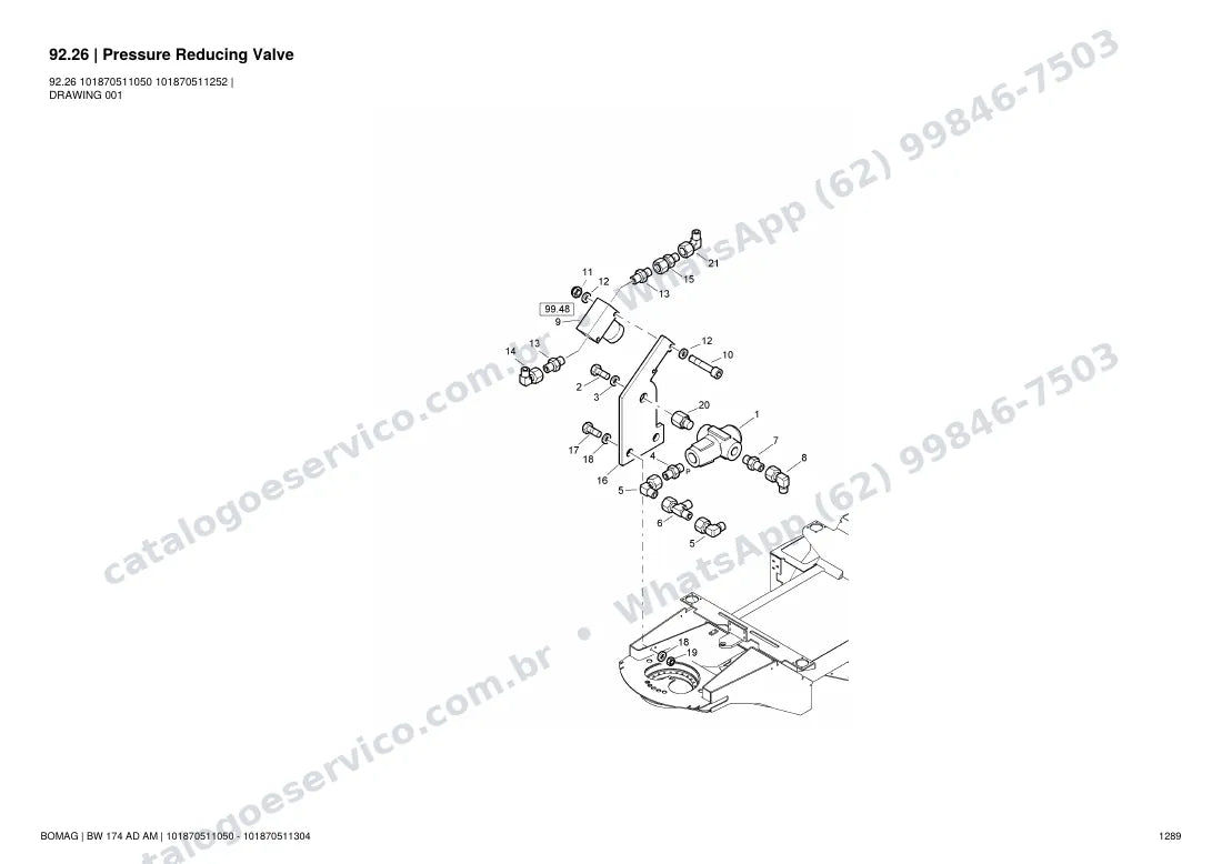 Catálogo de peças Bomag BW 174 AD AM: vista explodida do conjunto 92.26 Pressure Reducing Valve