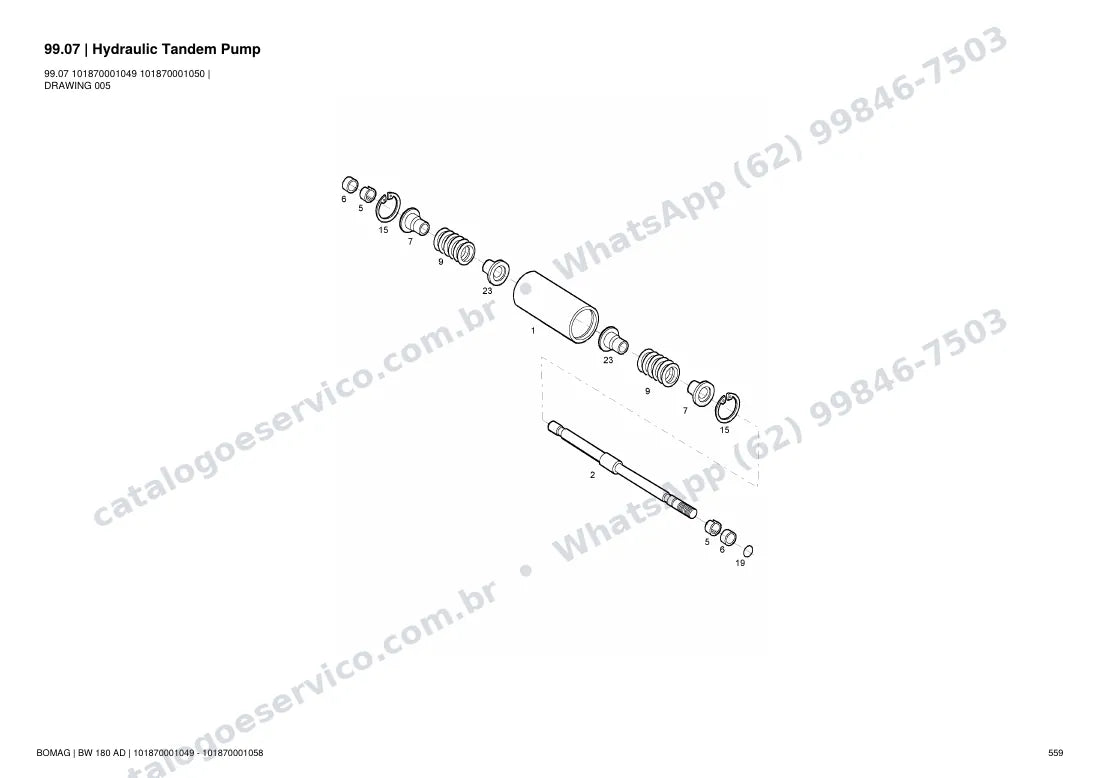 Catálogo de peças Bomag BW 180 AD: vista explodida do conjunto 99.07 Hydraulic Tandem Pump