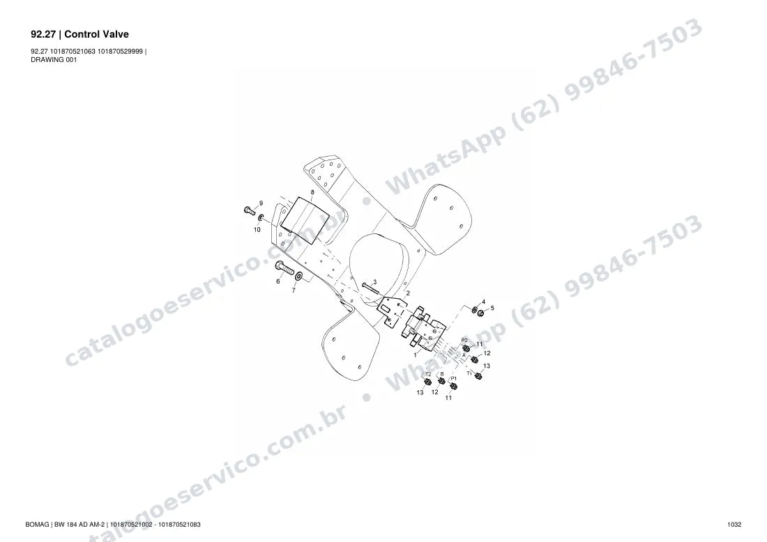 Catálogo de peças Bomag BW 184 AD AM-2: vista explodida do conjunto 92.27 Control Valve