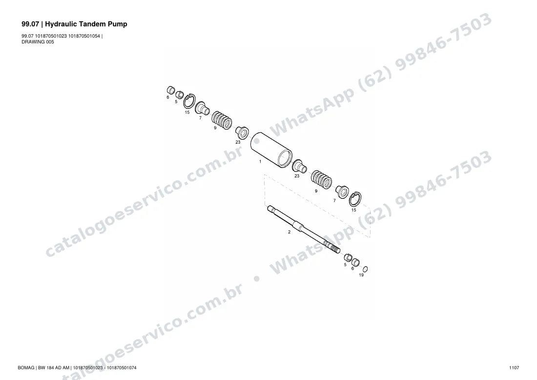 Catálogo de peças Bomag BW 184 AD AM: vista explodida do conjunto 99.07 Hydraulic Tandem Pump
