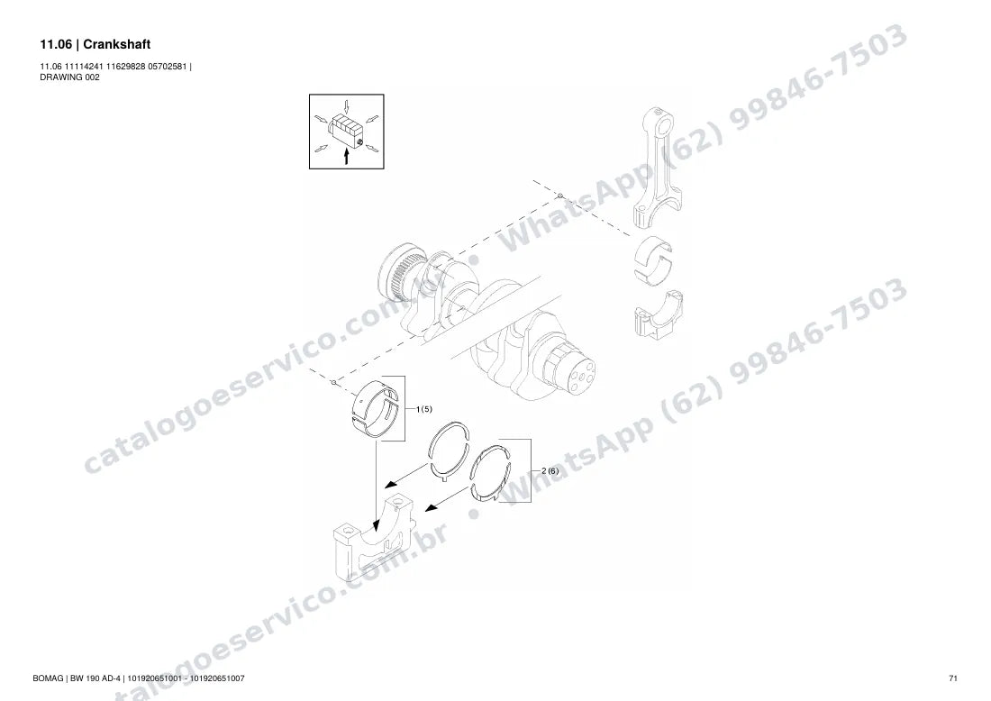 Catálogo de peças Bomag BW 190 AD-4: vista explodida do conjunto 11.06 Crankshaft
