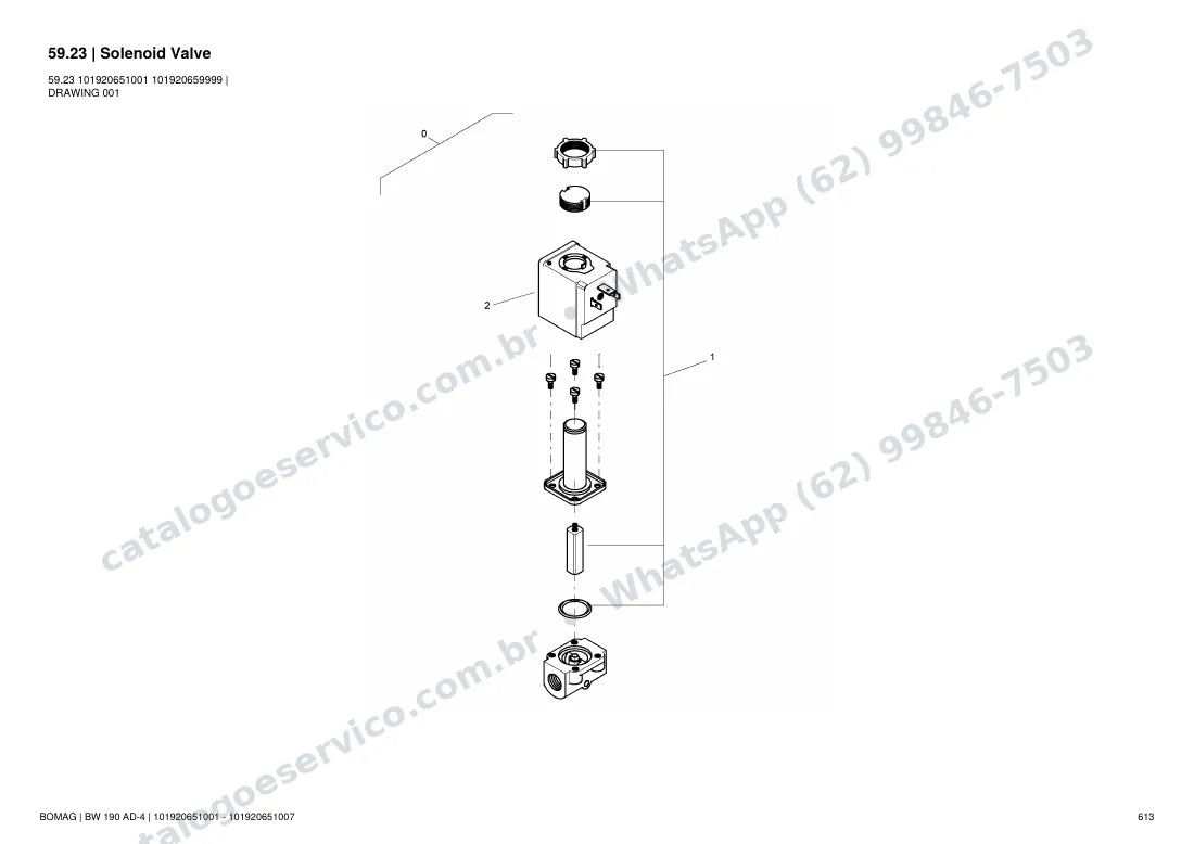 Catálogo de peças Bomag BW 190 AD-4: vista explodida do conjunto 59.23 Solenoid Valve