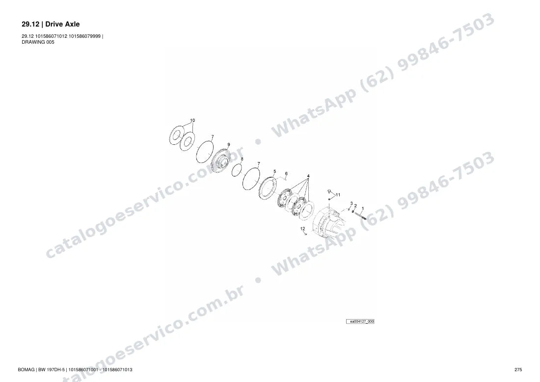 Catálogo de peças Bomag BW 197 DH-5: vista explodida do conjunto 29.12 Drive Axle