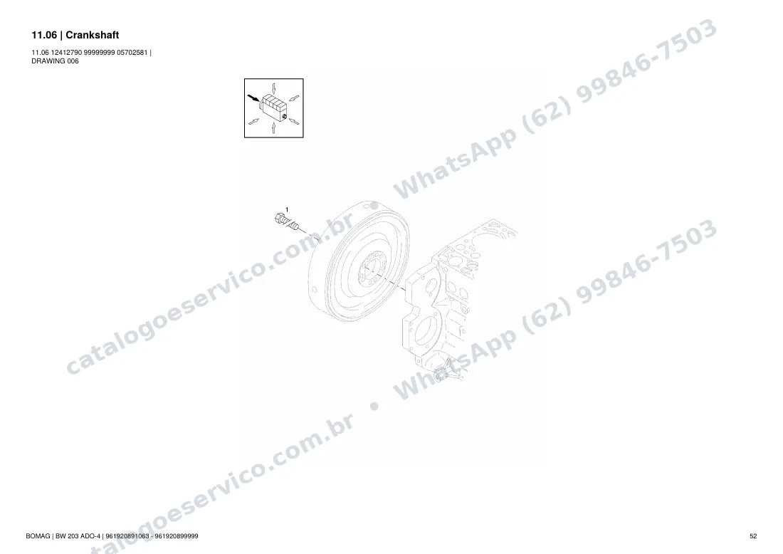 Catálogo de peças Bomag BW 203 ADO-4: vista explodida do conjunto 11.06 Crankshaft
