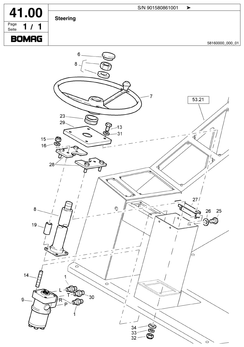 Detalhe de conjunto do Catálogo de Peças BOMAG BW 211 D-3 com as referências de fábrica