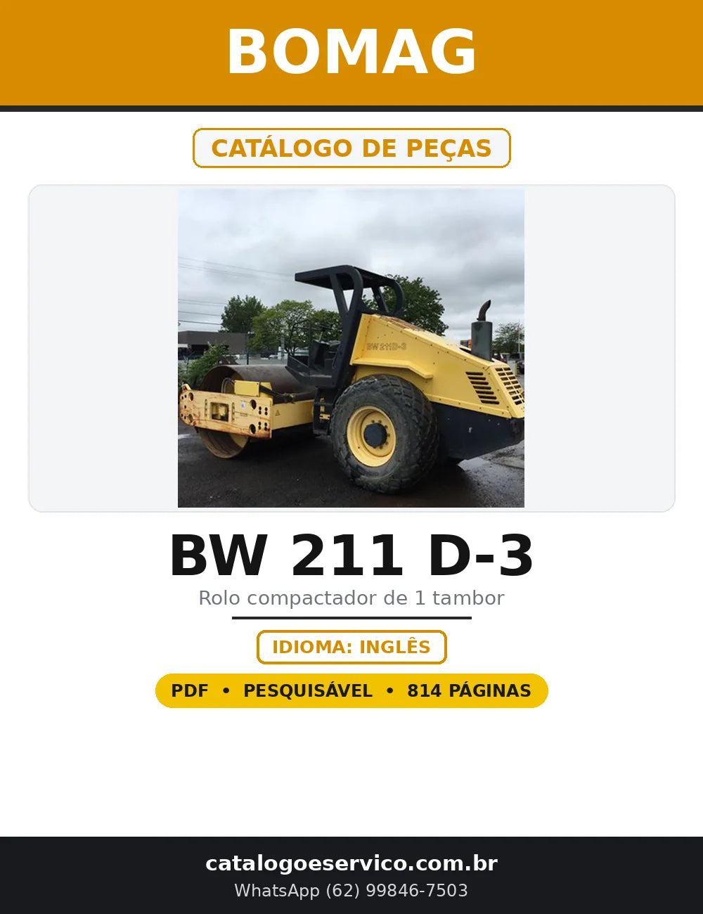 Capa do Catálogo de Peças BOMAG BW 211 D-3 em PDF com 814 páginas