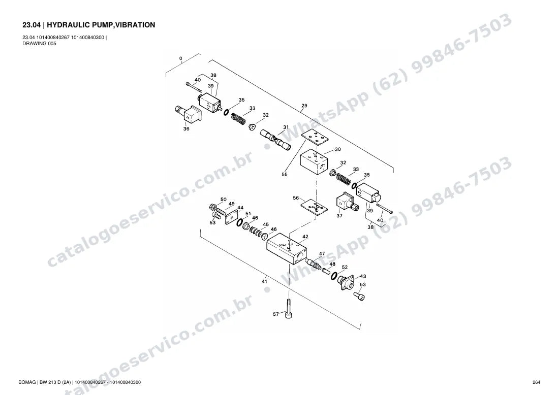 Catálogo de peças Bomag BW 213 D (2A): vista explodida do conjunto 23.04 HYDRAULIC PUMP,VIBRATION