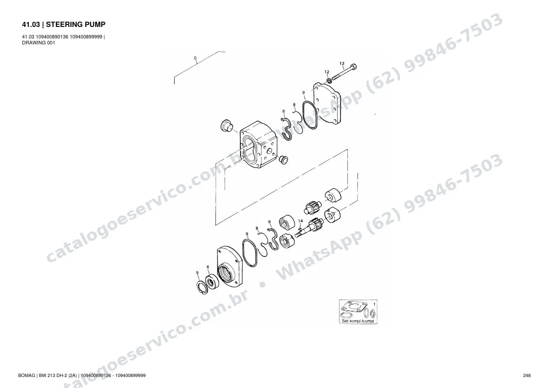 Catálogo de peças Bomag BW 213 DH-2 (2A): vista explodida do conjunto 41.03 STEERING PUMP