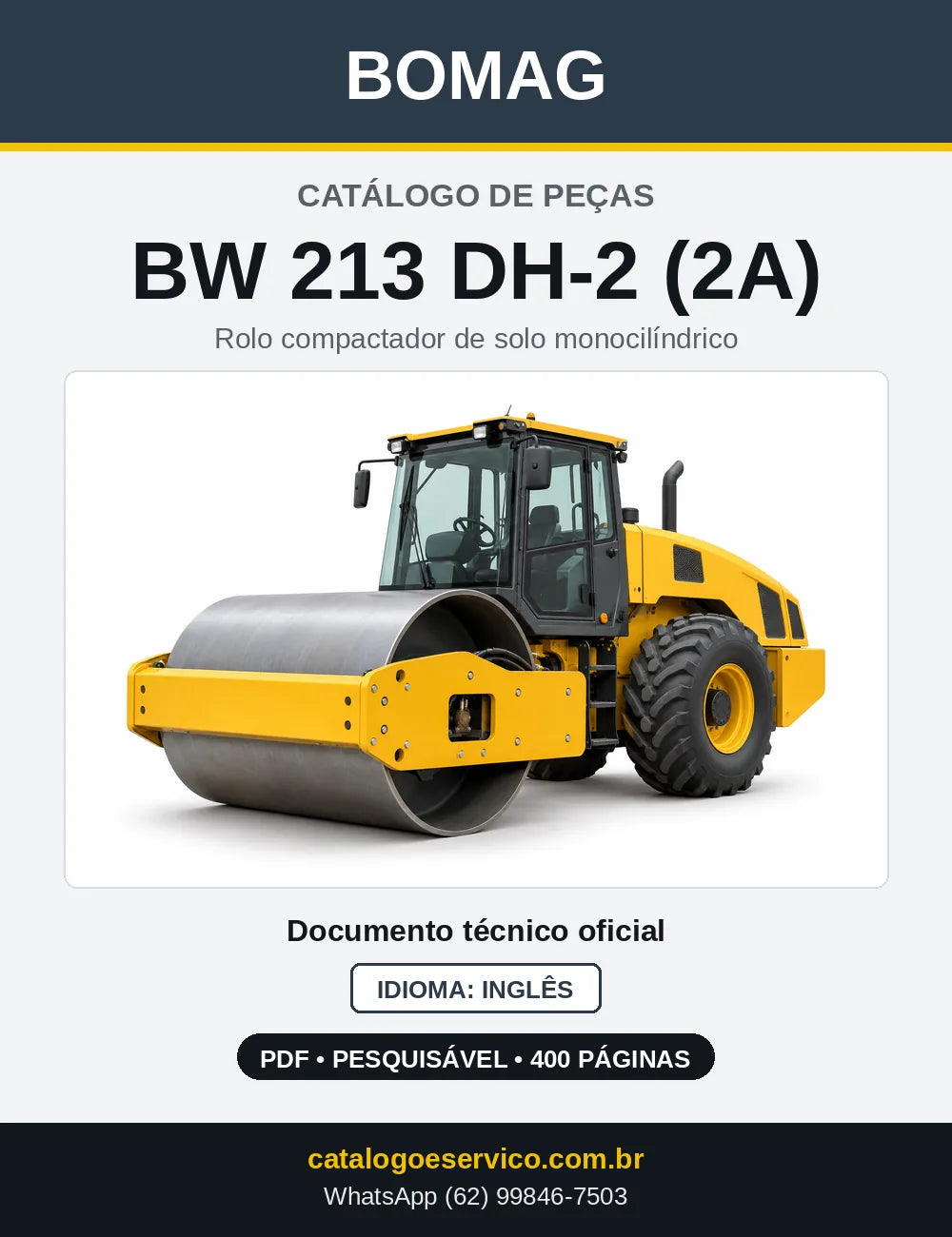 Capa do Catálogo de Peças Bomag BW 213 DH-2 (2A) em PDF