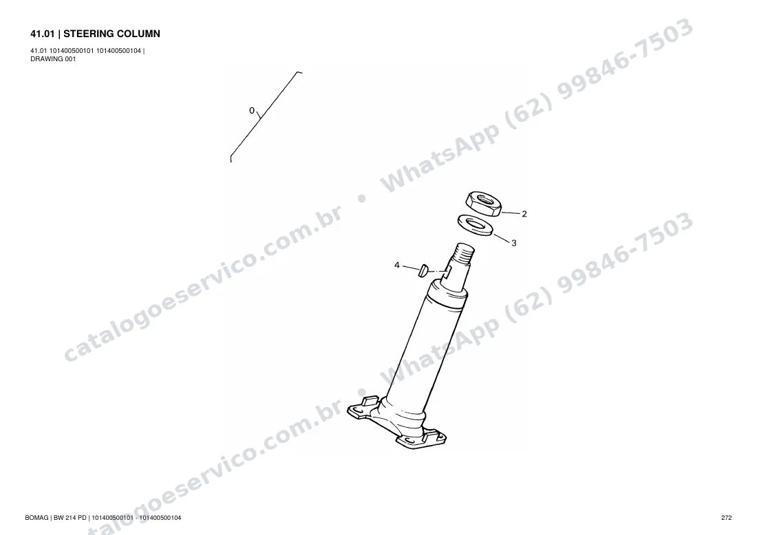 Catálogo de peças Bomag BW 214 PD: vista explodida do conjunto 41.01 STEERING COLUMN