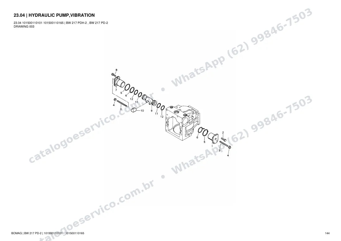 Catálogo de peças Bomag BW 217 PD-2: vista explodida do conjunto 23.04 HYDRAULIC PUMP,VIBRATION