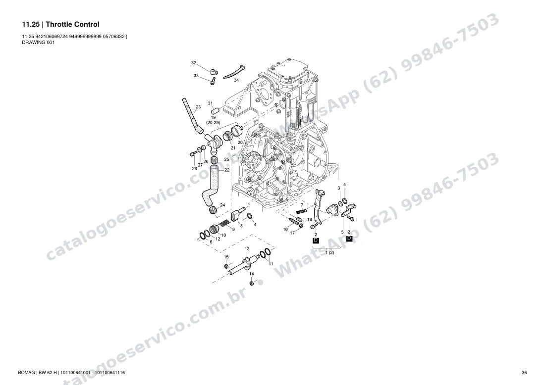 Catálogo de peças Bomag BW 62 H: vista explodida do conjunto 11.25 Throttle Control