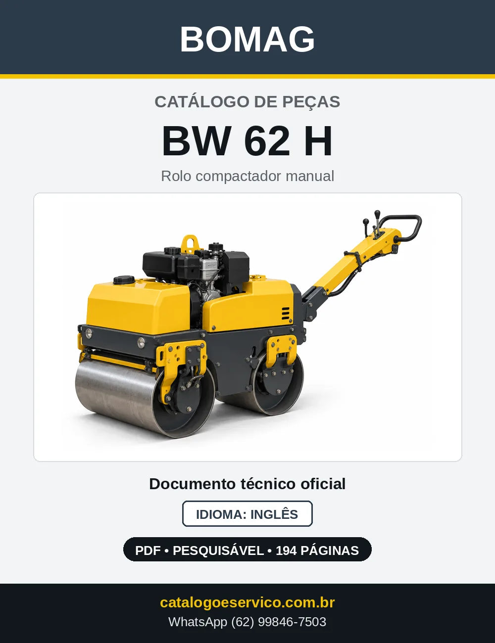 Capa do Catálogo de Peças Bomag BW 62 H em PDF