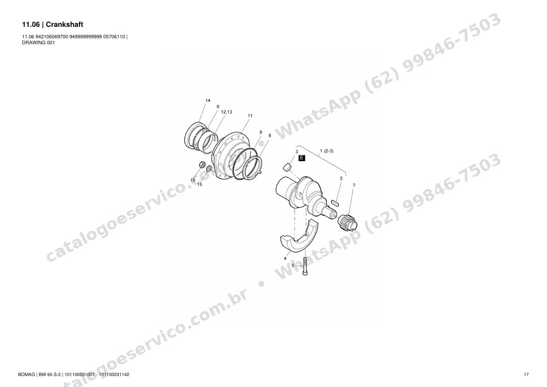 Catálogo de peças Bomag BW 65 S-2: vista explodida do conjunto 11.06 Crankshaft