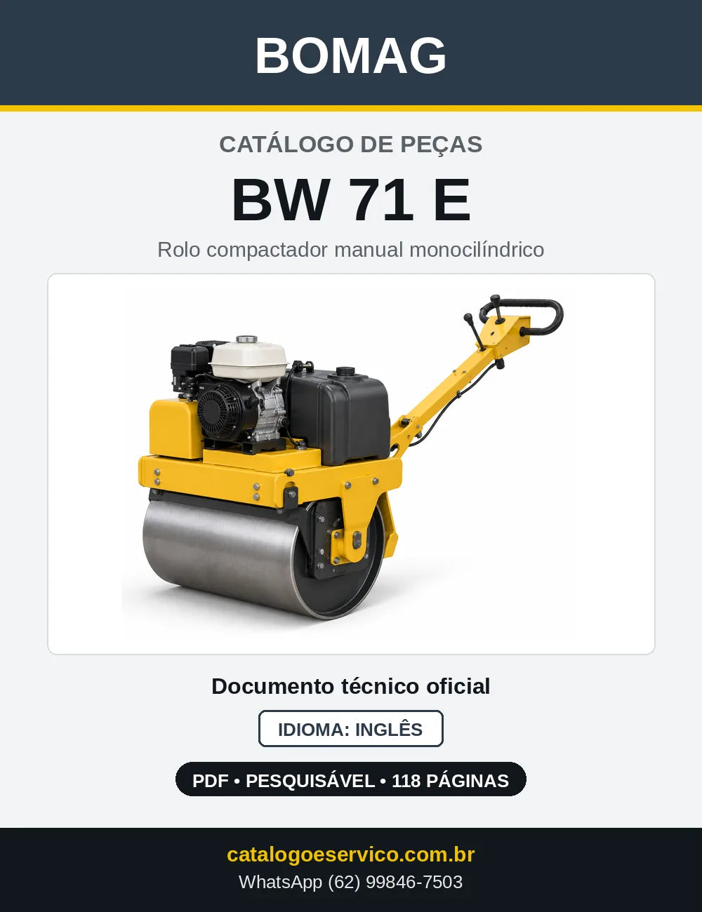 Capa do Catálogo de Peças Bomag BW 71 E em PDF