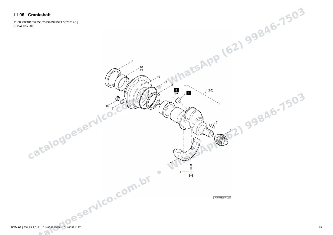 Catálogo de peças Bomag BW 75 AD-2: vista explodida do conjunto 11.06 Crankshaft