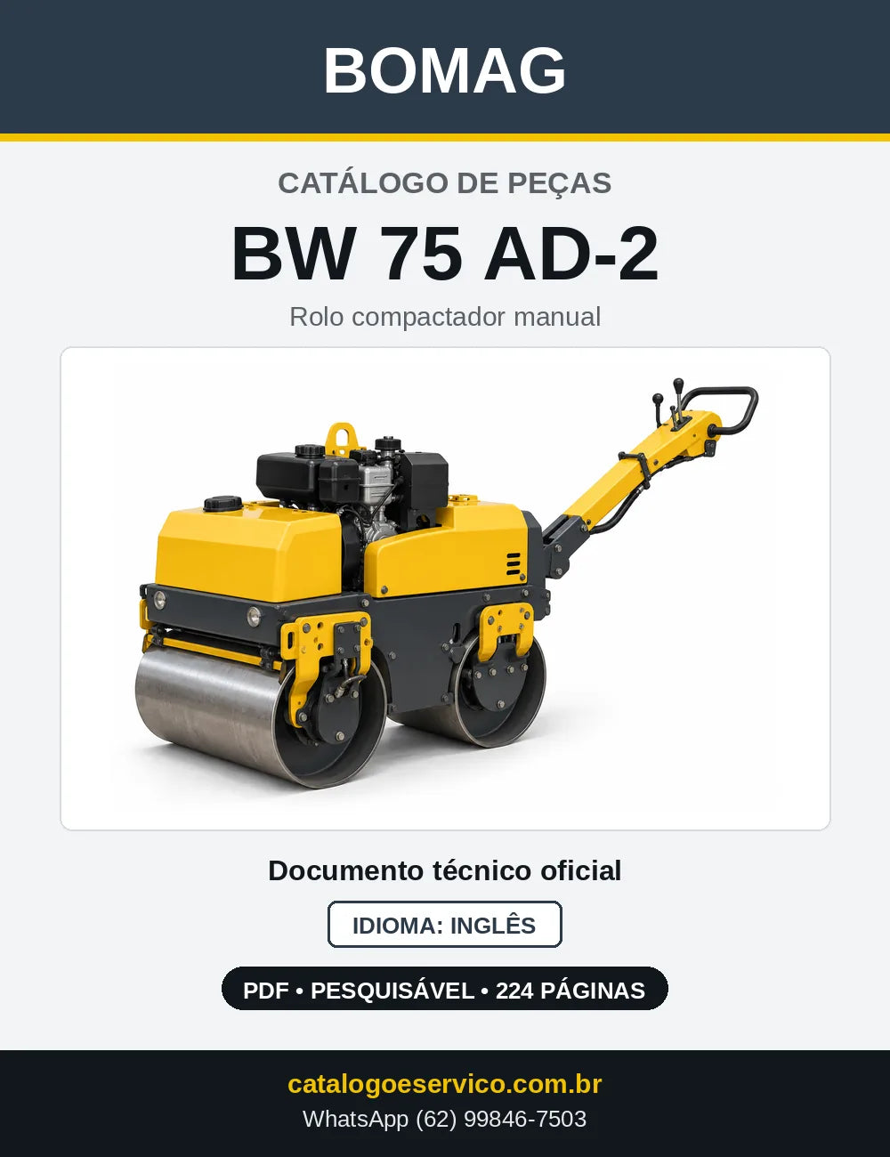 Capa do Catálogo de Peças Bomag BW 75 AD-2 em PDF