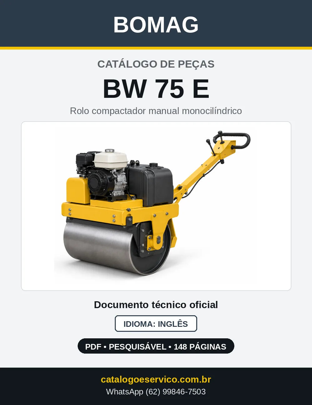 Capa do Catálogo de Peças Bomag BW 75 E em PDF
