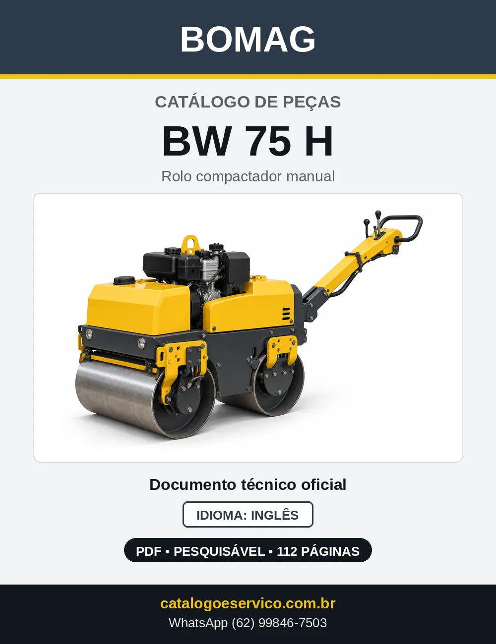 Capa do Catálogo de Peças Bomag BW 75 H em PDF