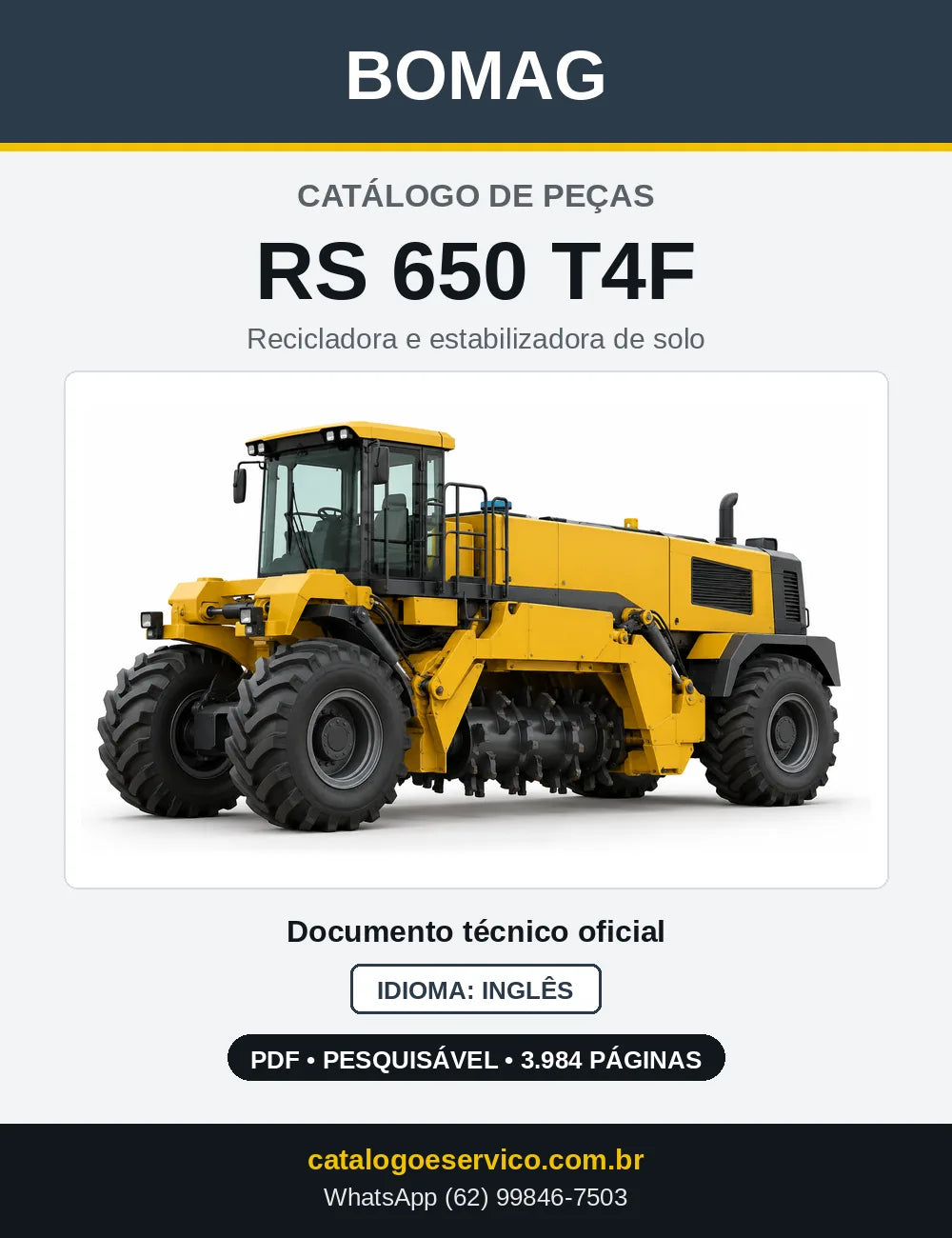 Capa do Catálogo de Peças Bomag RS 650 T4F em PDF