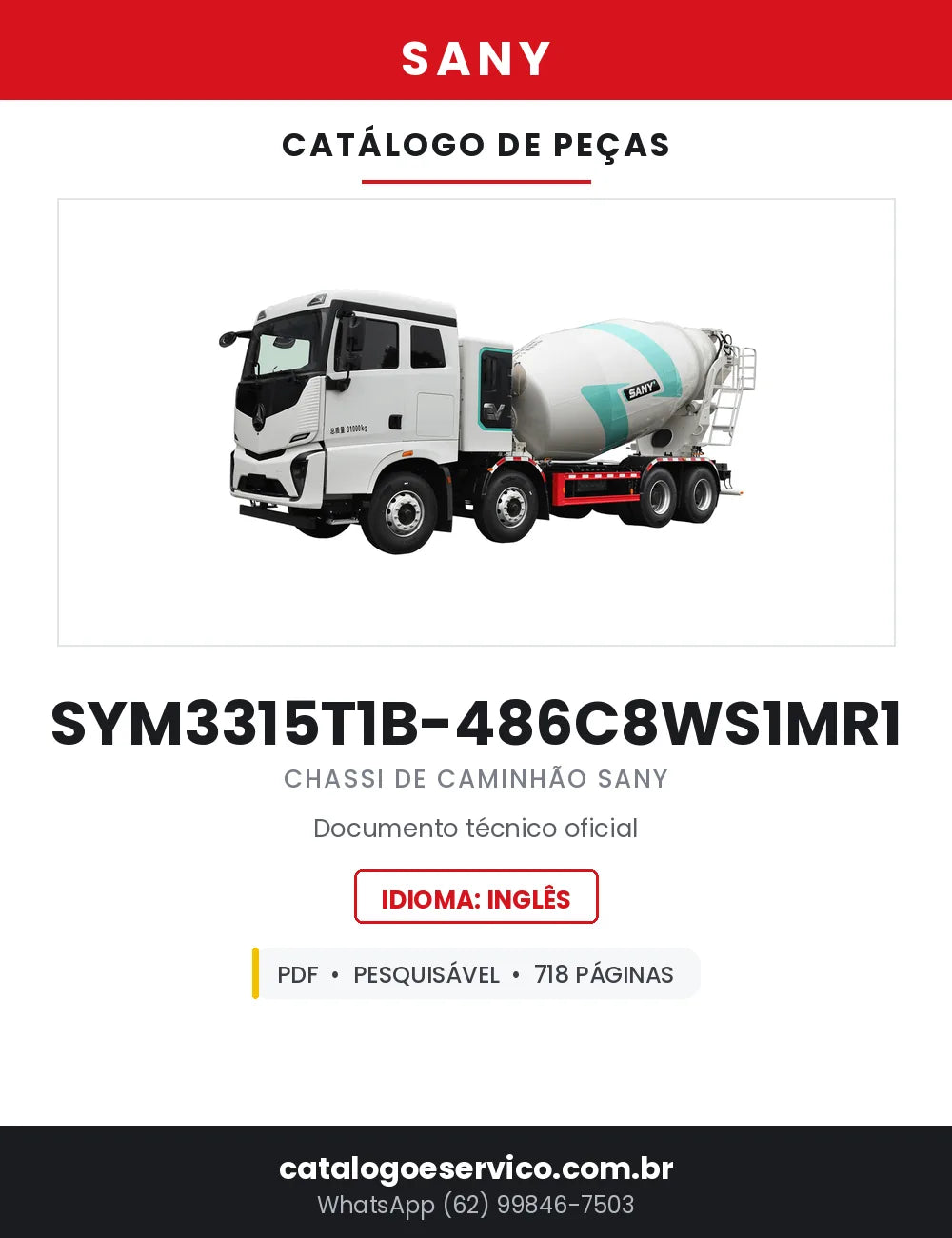 Catálogo de Peças SANY SYM3315T1B-486C8WS1MR1 Chassi de Caminhão — 718 Páginas em PDF — capa