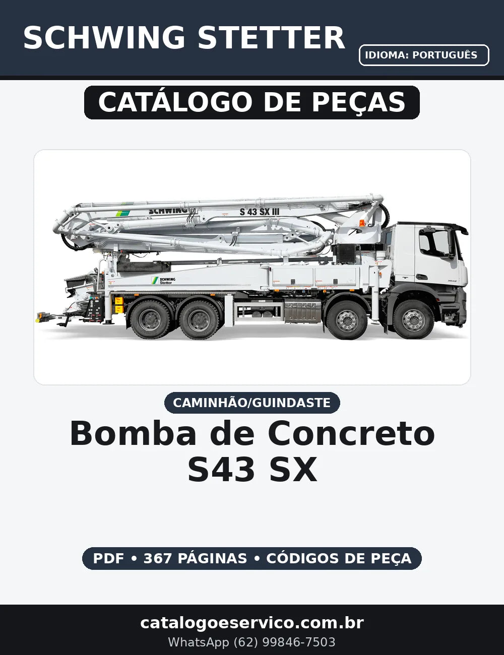 CATALOGO DE PEÇAS BOMBA DE CONCRETO SCHWING STETTER - S43 SX — capa do catálogo de peças