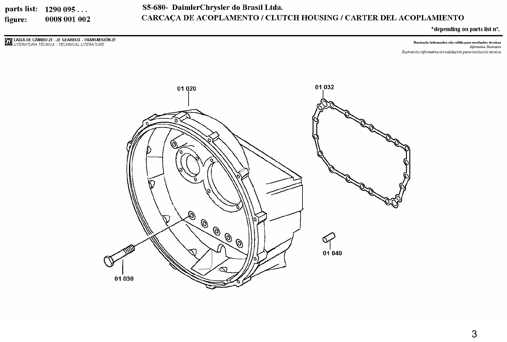 Vista explodida de conjunto do Catálogo de Peças ZF ZF S5-680