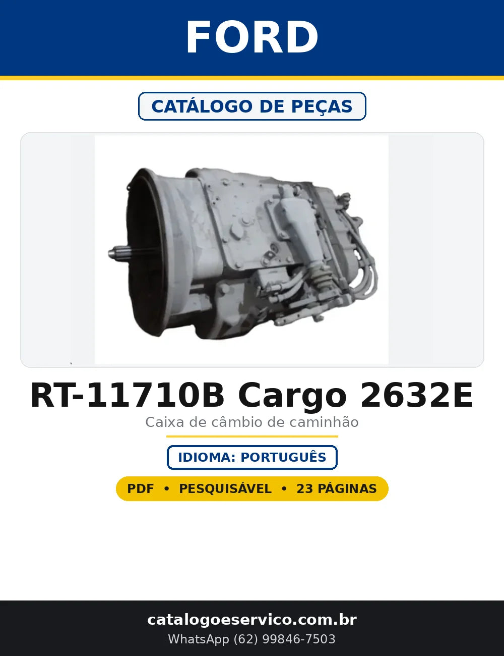 Capa do Catálogo de Peças Ford RT-11710B Cargo 2632E em PDF com 23 páginas