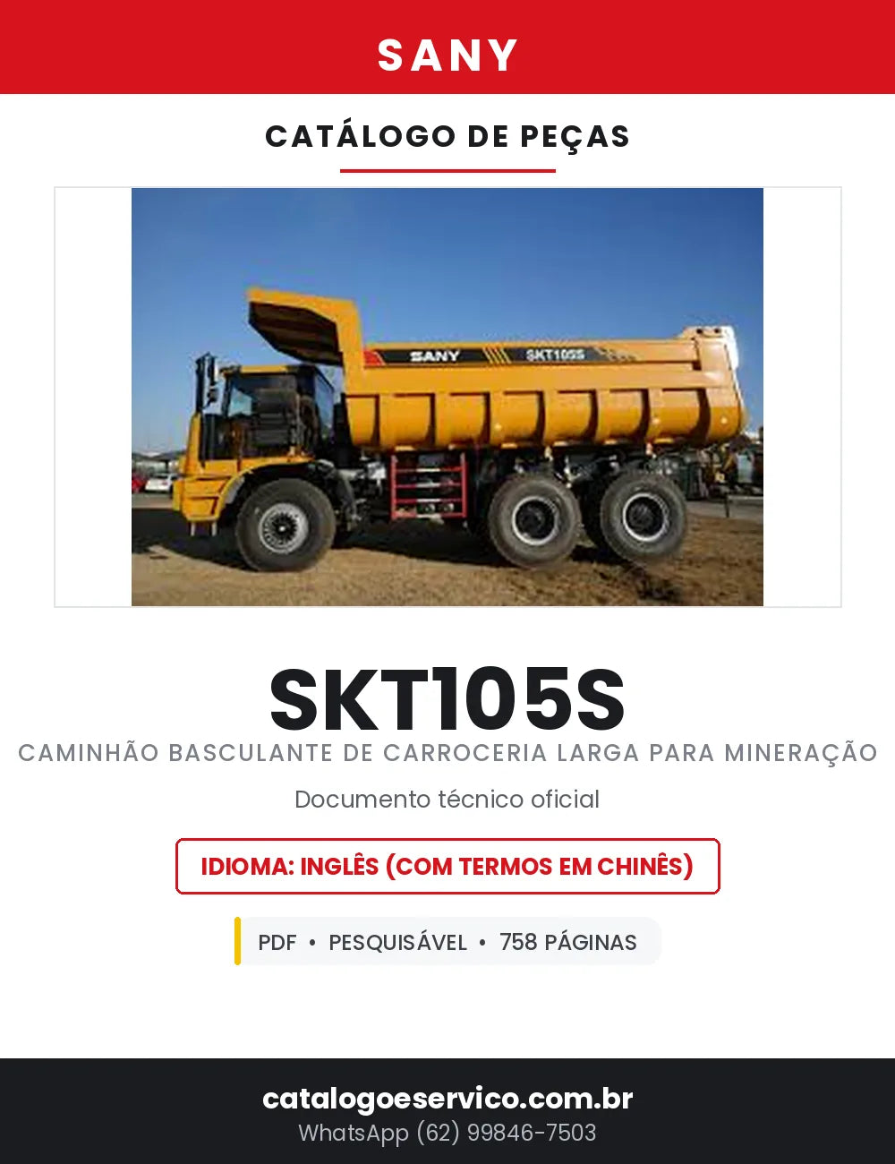 Catálogo de Peças SANY SKT105S Caminhão Basculante de Carroceria Larga — 758 Páginas em PDF — capa