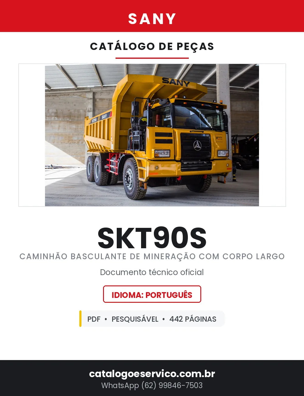 Catálogo de Peças SANY SKT90S Caminhão Basculante de Mineração com Corpo Largo — 442 Páginas em PDF — capa