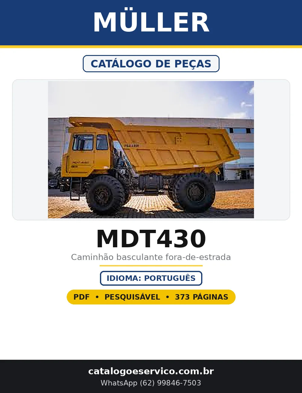Capa do Catálogo de Peças Müller MDT430 em PDF com 373 páginas