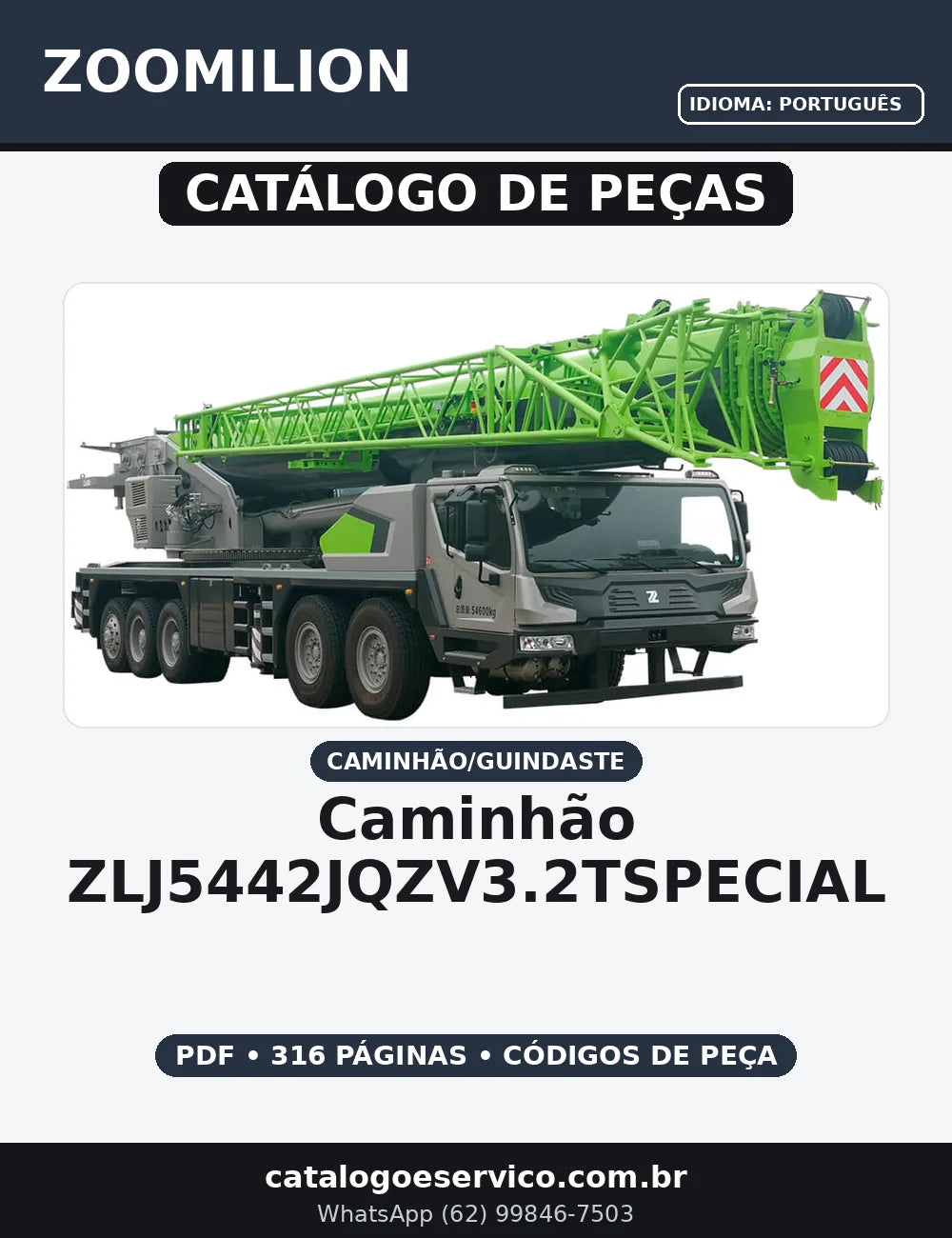 CATALOGO DE PEÇAS CAMINHÃO - ZLJ5442JQZV3.2TSPECIAL ZOOMILION — capa do catálogo de peças
