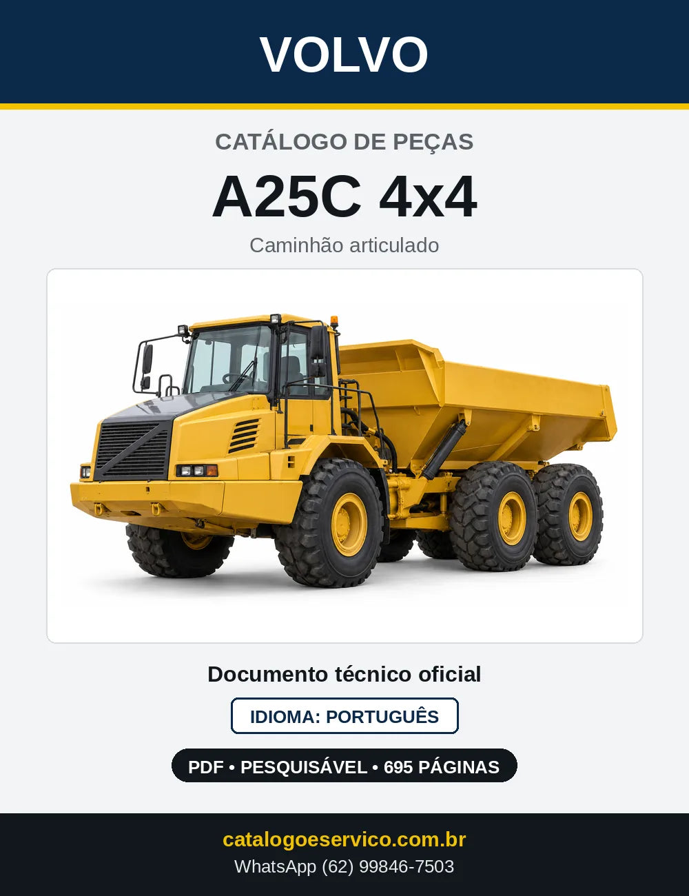 Capa do Catálogo de Peças Volvo A25C e A25C 4x4 – caminhão articulado