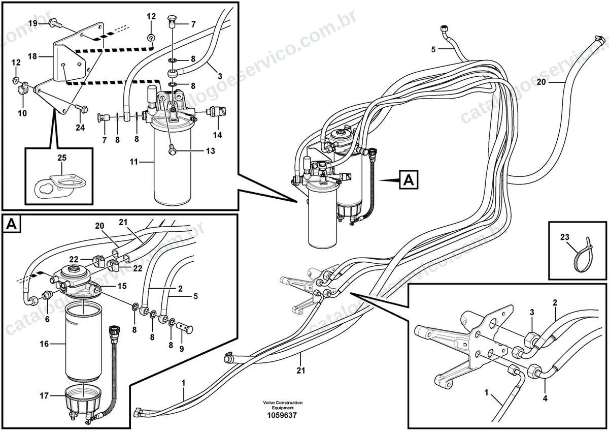 Vista explodida – motor – Catálogo de Peças Volvo L180G HL