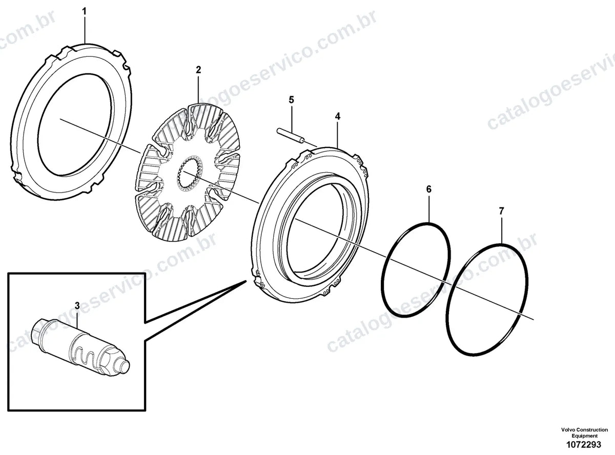 Vista explodida – freios – Catálogo de Peças Volvo L180G HL