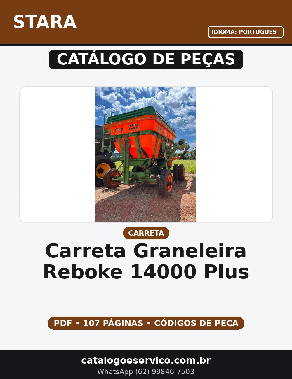 CATALOGO DE PEÇAS CARRETA GRANELEIRA STARA - REBOKE 14000 PLUS — capa do catálogo de peças