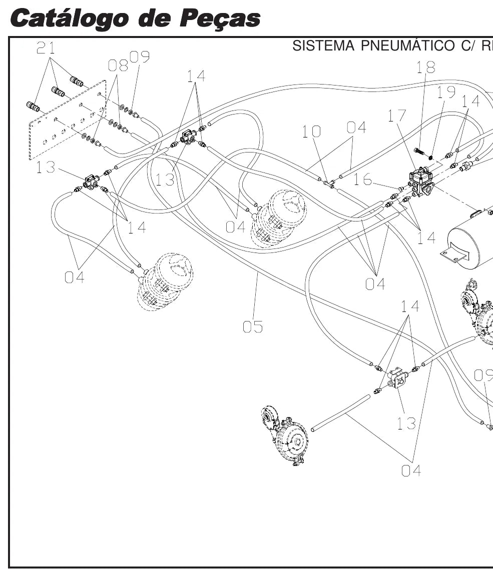 Página ilustrada do Catálogo de Peças ATA ATA 14000 TriAxis com as posições numeradas