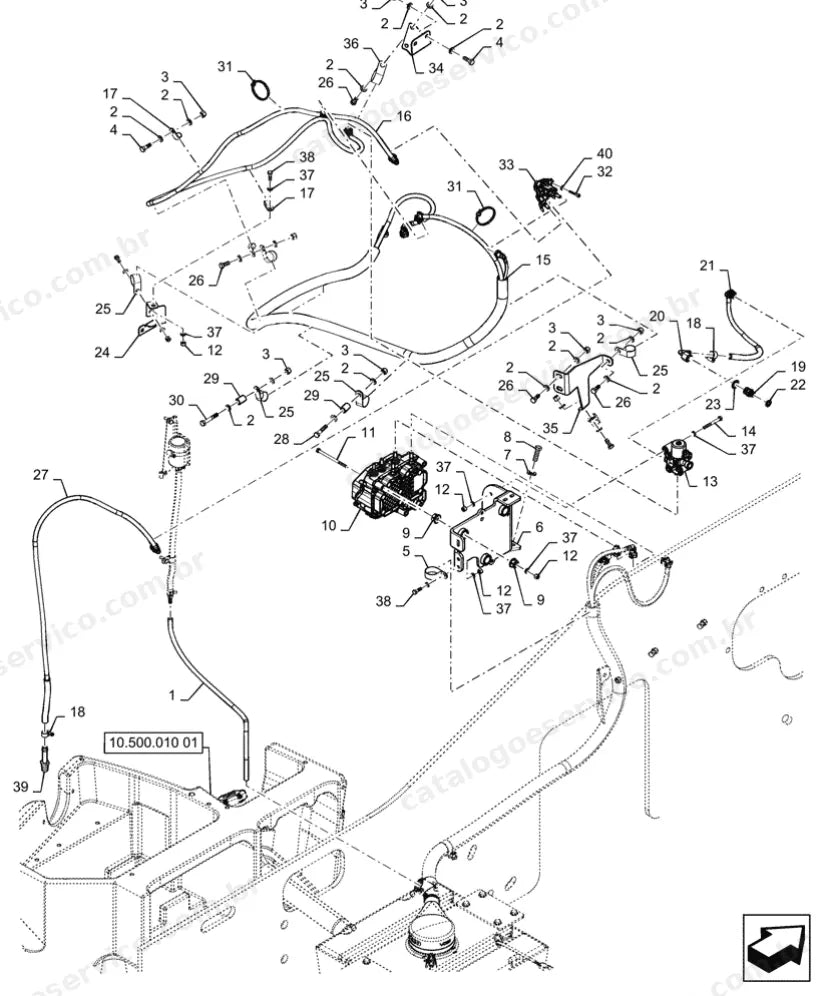 Catálogo de Peças Case 1021G — vista explodida de peças, imagem 1