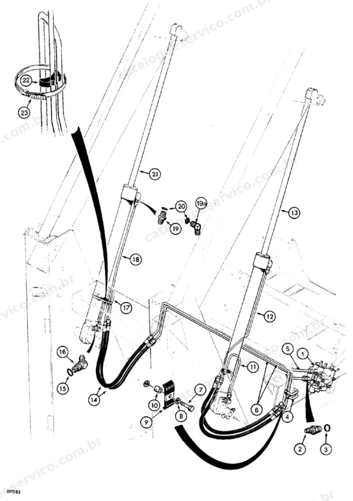 Catálogo de Peças Case 1845B — vista explodida de peças, imagem 3