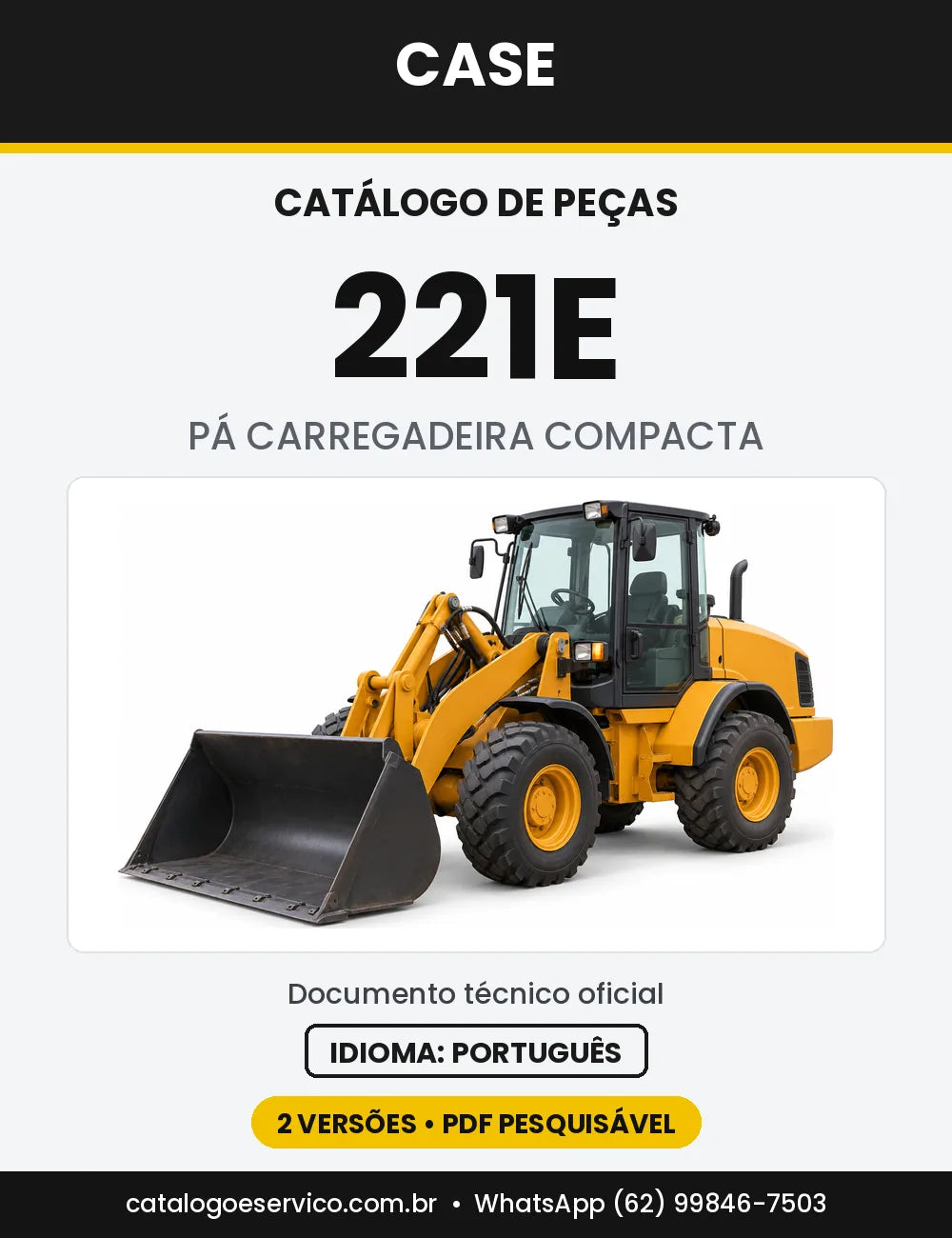 Catálogo de Peças Case 221E (Europa e Série 3 Tier 3) — capa do catálogo em PDF