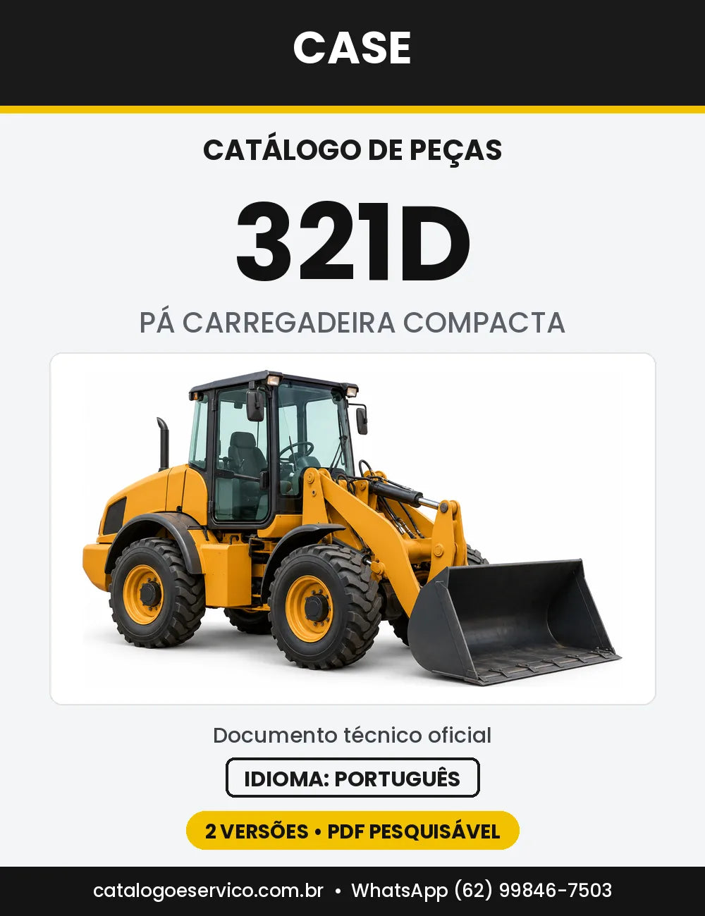 Catálogo de Peças Case 321D (Série 591052 e Tier II Europa) — capa do catálogo em PDF