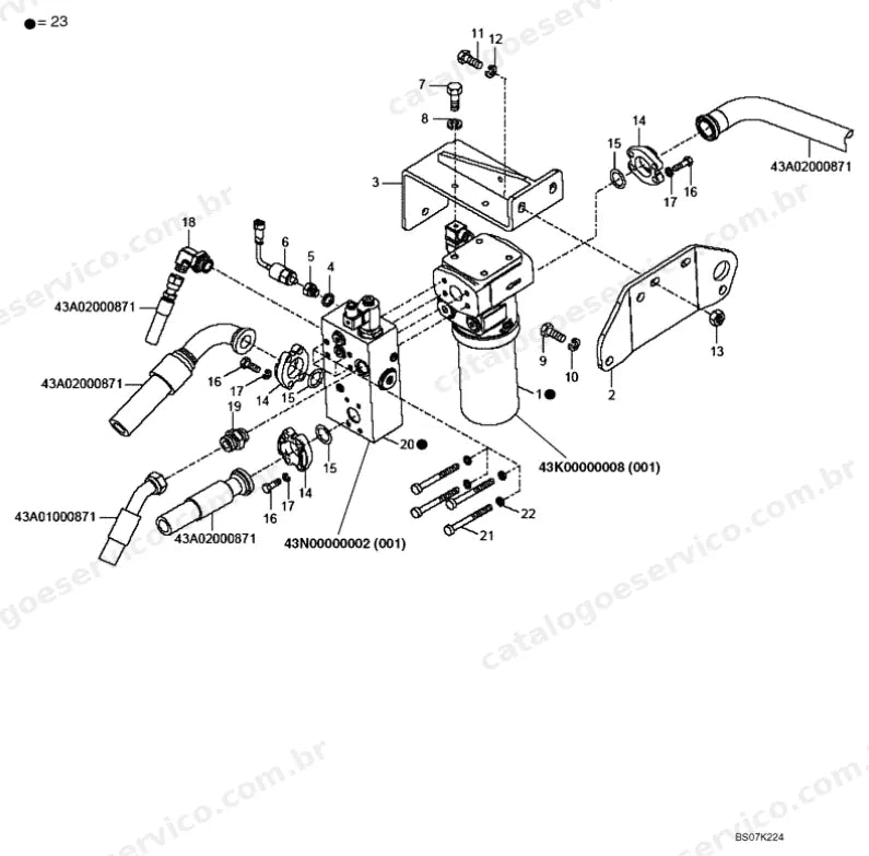 Catálogo de Peças Case 335B — vista explodida de peças, imagem 3